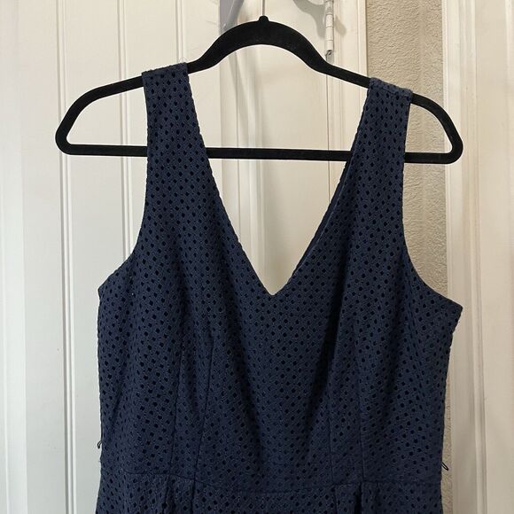 City Triangles Navy Blue Eyelet Sleeveless V Neck Back Romper Shorts Juniors 13 - Picture 3 of 9